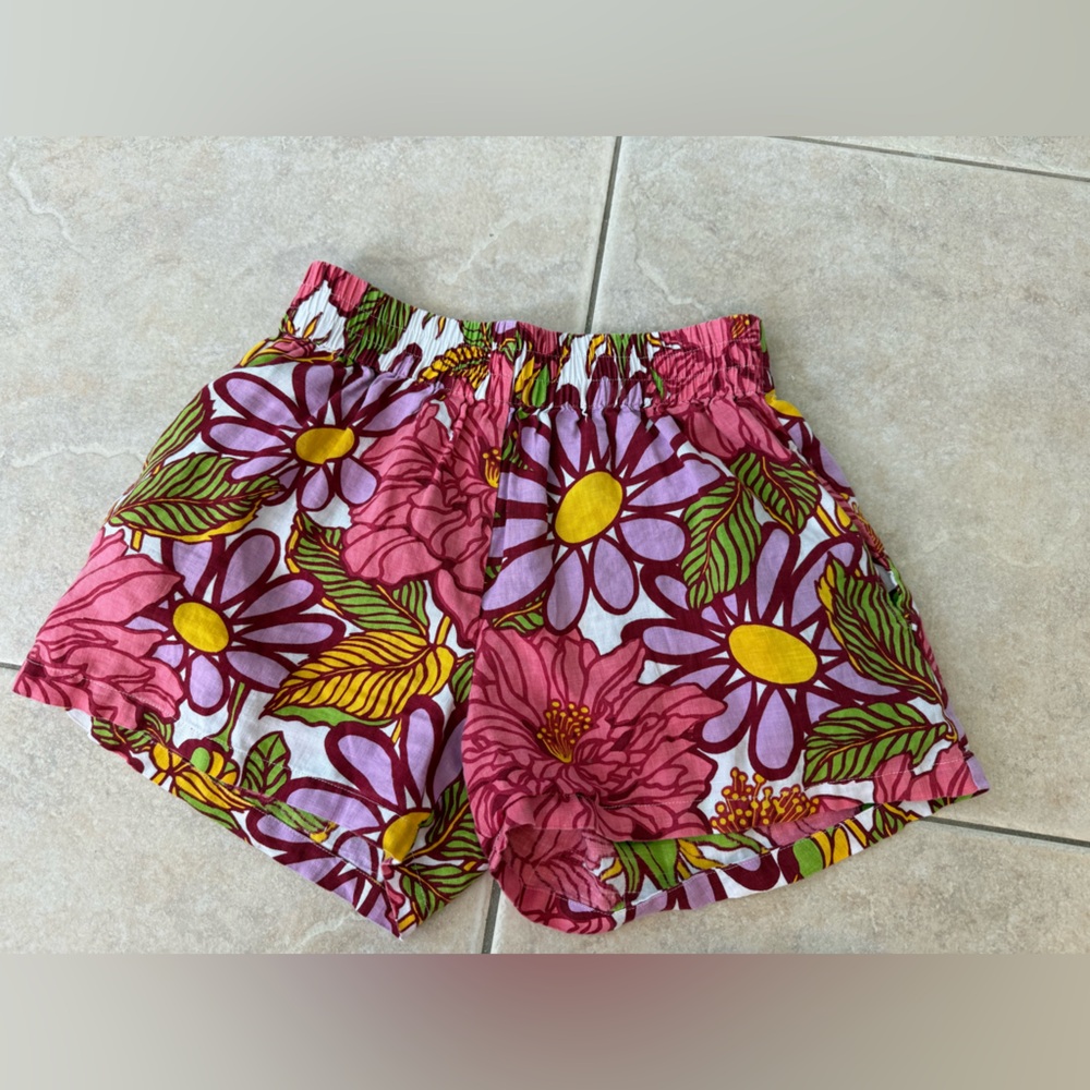 S/W/F Anthropologie Frida Floral Linen Pull On High Rise Shorts linen - Picture 3 of 8